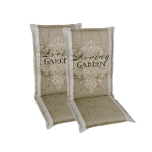 GO-DE Textil Tuinkussen (Stoelkussens voor stoelen met een lange rugleuning, Beige)
