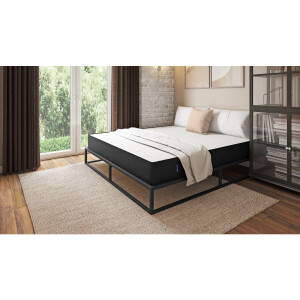 BRUNO metalen bed 160x200cm in zwart | Matrashardheid: Links H3 / Rechts H2 | Inclusief matras en lattenbodem | Matrashardheid: Links H3 / Rechts H2 | Duurzaam en modern
