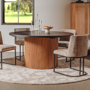 Tower Living Ronde Eettafel 'Palazzo' Teakhout en mineraal stucwerk, 150cm