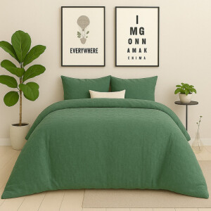 Dekbedovertrek Stonewashed - Tweepersoons (200x200 cm) - Groen Microvezel - Dessin: - Zydante - Dekbed-Discounter.nl