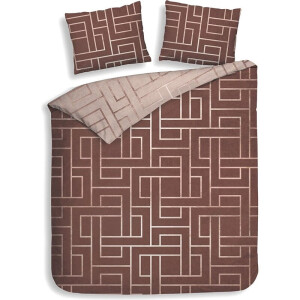 Dekbedovertrek Katoen - Lits-Jumeaux (240x220 cm) - Bruin/ Taupe/ Beige Katoen - Dessin: Patroon - Heckett Lane - Dekbed-Discounter.nl
