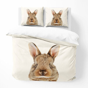 Dekbedovertrek Cute Bunny - Tweepersoons (200x200 cm) - Roze Polyester-katoen - Dessin: Dieren - DLC - Dekbed-Discounter.nl