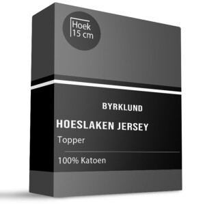 Topper Hoeslaken - Jersey Katoen Stretch - Antraciet - 90x200 cm - Antraciet - Byrklund - Dekbed-Discounter.nl