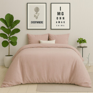 Dekbedovertrek Stonewashed - Eenpersoons (140x200 cm) - Roze Microvezel - Dessin: - Zydante - Dekbed-Discounter.nl