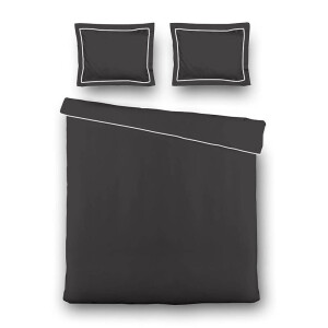 Dekbedovertrek Hotel Piping - Tweepersoons (200x220 cm) - Zwart Microvezel - Dessin: Effen - Luna Bedding - Dekbed-Discounter.nl