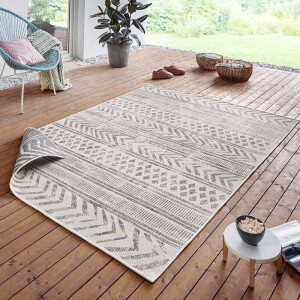 Dubbelzijdig Buitenkleed Biri - Grijs/Crème maat: 230x160cm - materiaal: Polypropyleen - Dekbed-Discounter.nl