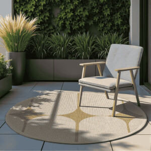 Dubbelzijdig Buitenkleed Bowen Rond - Creme/Beige maat: xcm - materiaal: Polypropyleen - Dekbed-Discounter.nl