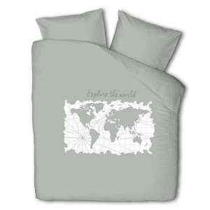 Dekbedovertrek Map of Dreams - Eenpersoons (140x200 cm) - Grijs Polyester-katoen - Dessin: Landschap - Luna Bedding - Dekbed-Discounter.nl