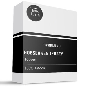 Topper Hoeslaken - Jersey Katoen Stretch - Wit - 90x200 cm - Wit - Byrklund - Dekbed-Discounter.nl