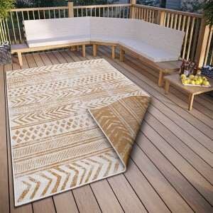Dubbelzijdig Buitenkleed Biri - Beige/Wit maat: 150x80cm - materiaal: Polypropyleen - Dekbed-Discounter.nl