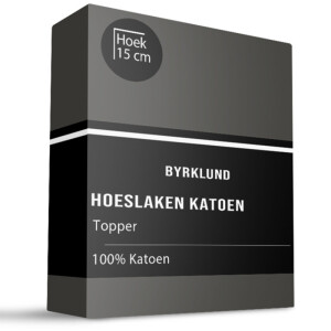 Topper Hoeslaken - Katoen - Antraciet - 90x200 cm - Antraciet - Byrklund - Dekbed-Discounter.nl