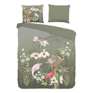 Dekbedovertrek Lesli - Lits-Jumeaux (240x220 cm) - Meerkleurig Katoen - Dessin: Bloemen, Dieren, Natuur - Good Morning - Dekbed-Discounter.nl