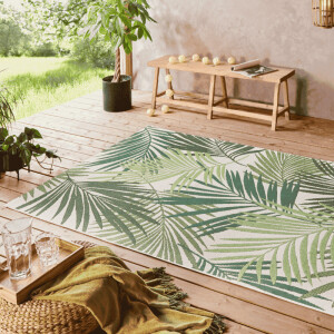 Buitenkleed Vai - Creme / Groen maat: 170x120cm - materiaal: Polypropyleen - Dekbed-Discounter.nl