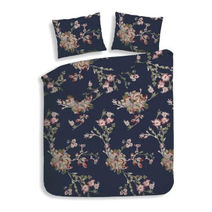 Dekbedovertrek Daisy - Tweepersoons (200x220 cm) - Blauw Katoen/Flanel - Dessin: Bloemen - Heckett Lane - Dekbed-Discounter.nl