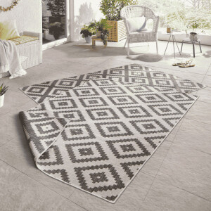 Dubbelzijdig Buitenkleed Malta - Grijs/Creme maat: 170x120cm - materiaal: Polypropyleen - Dekbed-Discounter.nl