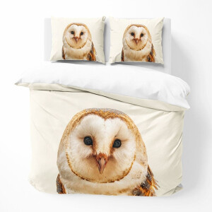 Dekbedovertrek Uil - Lits-Jumeaux (240x220 cm) - Wit/ Bruin Polyester-katoen - Dessin: Dieren - Dekbed Discounter - Dekbed-Discounter.nl