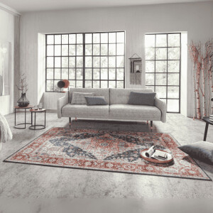 Vintage Vloerkleed Sylla - Rood/Blauw maat: 230x160cm - materiaal: Polypropyleen - Dekbed-Discounter.nl