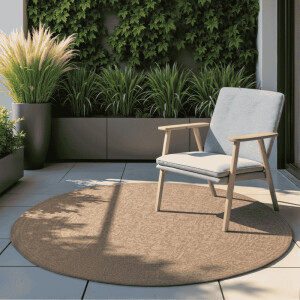 Dubbelzijdig Buitenkleed Kona Rond - Beige maat: xcm - materiaal: Polypropyleen - Dekbed-Discounter.nl