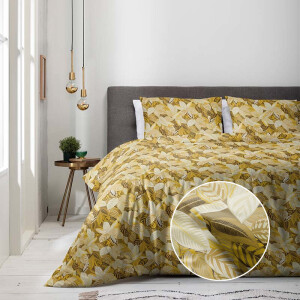 Dekbedovertrek Luna - Tweepersoons (200x220 cm) - Geel Polycotton - Dessin: Natuur - Luna Bedding - Dekbed-Discounter.nl