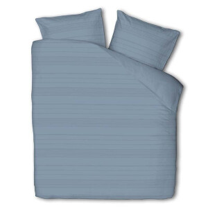 Dekbedovertrek Embossed Stripes - Lits-Jumeaux (240x220 cm) - Blauw Microvezel - Dessin: Strepen - Luna Bedding - Dekbed-Discounter.nl
