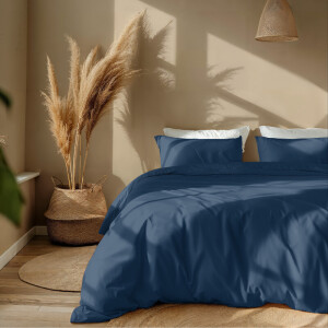 Dekbedovertrek Percale - Eenpersoons (140x200 cm) - Navy Percale katoen - Dessin: Effen - Presence - Dekbed-Discounter.nl