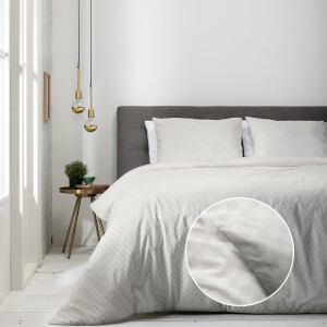 Dekbedovertrek Luna Embossed Chess - Eenpersoons (140x220 cm) - Off-white Microvezel - Dessin: Effen - Luna Bedding - Dekbed-Discounter.nl