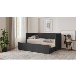 BRUNO logeerbed 80x200 in antraciet | Uitschuifbed incl. matras & lattenbodem
