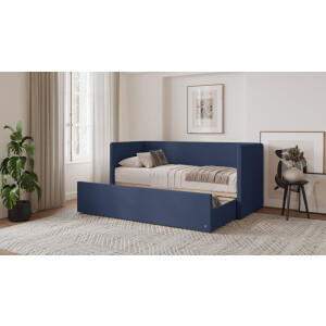 BRUNO logeerbed 80x200 in Blauw | Uitschuifbed incl matras & lattenbodem