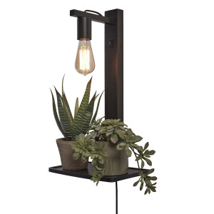 GOOD&MOJO Wandlamp 'Flores' Met plankje, Bamboe, kleur Zwart
