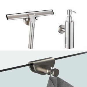 Fortifura accessoireset - glaswisser - zeepdispenser - handdoekhaak - geborsteld RVS SW1211582/SW1111568/SW1152336