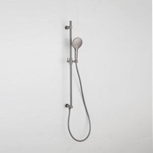 Fortifura Calvi Glijstangset - geïntegreerde wandaansluitbocht - doucheslang metaal- ronde handdouche - Geborsteld Gunmetal PVD SW1111532//SW706207/SW799451