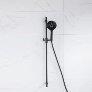 Fortifura Calvi glijstangset met ronde handdouche, gladde doucheslang mat zwart SW767488/SW496816/SW706210