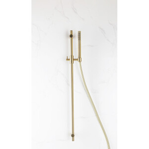 Fortifura Calvi glijstangset met staafhanddouche, gladde doucheslang PVD Geborsteld Messing PVD (Goud) SW767490/SW728176/SW720570