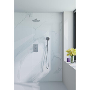 Fortifura Calvi Inbouw Regendoucheset - thermostatisch - wandarm - 25cm hoofddouche - ronde handdouche - metalen doucheslang - chroom SW496814/SW721166/SW542643/SW720559/SW720552/SW767