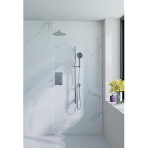 Fortifura Calvi Inbouw Regendoucheset - thermostatisch - wandarm - glijstang - 25cm hoofddouche - ronde handdouche - gladde doucheslang - chroom SW496814/SW542643/SW706209/SW720552/SW720559/SW721