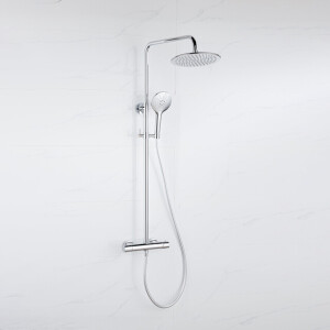 Fortifura Calvi Regendoucheset - thermostatisch - 25cm hoofddouche - gladde slang - ronde handdouche - chroom SW1159497 SW496814 SW706209
