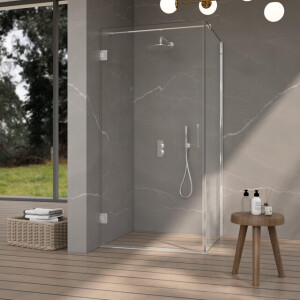 Fortifura Galeria Douchecabine - 100x100x200cm - scharnieren - deurgreep - stabilisatiestang - vlak - helder veiligheidsglas - Chroom SW1122549/SW1122560/SW797904/SW797915