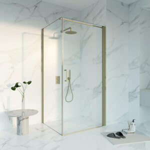 Fortifura Galeria Douchecabine - 80x100x200 - Profiel - veiligheidsglas - anti kalk - Geborsteld Messing PVD (Goud) SW1122482 SW797926 SW797910