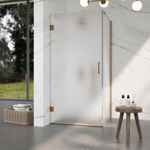 Fortifura Galeria Douchecabine - 80x100x200cm - scharnieren - deurgreep - vlak - gesatineerd veiligheidsglas - Geborsteld koper PVD (Koper) SW1122552/SW1122565/SW876702/SW797927