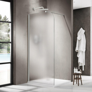 Fortifura Galeria Inloopdouche - 110x200cm - afgeronde glaswand - links - mat glas - wandarm - mat wit SW1420714