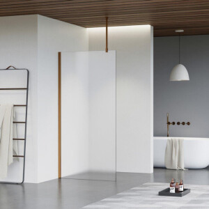 Fortifura Galeria inloopdouche - 120x200cm - mat glas - plafondarm - Geborsteld koper PVD (Koper) SW797928/SW876702/SW876705