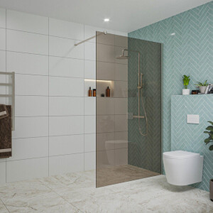 Fortifura Galeria inloopdouche - 120x200cm - rookglas - wandarm - Geborsteld RVS PVD (RVS) SW797944/SW797908