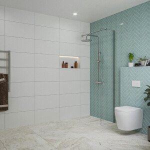 Fortifura Galeria inloopdouche - 30x200cm - helder glas - wandarm - chroom SW797909/SW797904