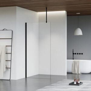 Fortifura Galeria inloopdouche - 50x200cm - helder glas - plafondarm - mat zwart SW797919/SW797905/SW804542