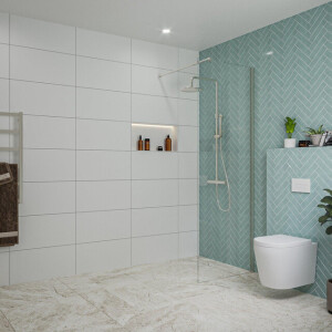 Fortifura Galeria inloopdouche - 70x200cm - helder glas - wandarm - Geborsteld RVS PVD (RVS) SW797913/SW797908