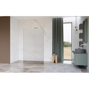 Fortifura Galeria Vrijstaande Inloopdouche - 110x200cm - Helder geribbeld - antikalk - 8mm veiligheidsglas - wandsteunen - Wit mat SW927768 2x/SW915253