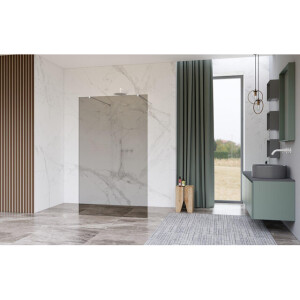 Fortifura Galeria Vrijstaande Inloopdouche - 110x200cm - Rookglas - antikalk - 8mm veiligheidsglas - wandsteunen - Wit mat SW927768 2x/SW915252