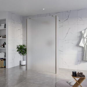 Fortifura Galeria Vrijstaande Inloopdouche - 120x200cm - Glas mat - antikalk - 8mm veiligheidsglas - 2 zijwanden 40cm - wandsteunen en hoekprofielen - Geborsteld Gunmetal PVD SW927771 2x/SW797928/SW797921 2x/SW798732 2x