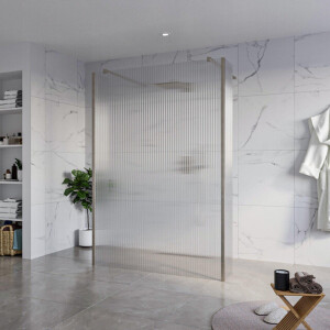 Fortifura Galeria Vrijstaande Inloopdouche - 140x200cm - Helder geribbeld - antikalk - 8mm veiligheidsglas - 2 zijwanden 40cm - wandsteunen en hoekprofielen - Geborsteld Gunmetal PVD SW927771 2x/SW797954/SW797948 2x/SW798732 2x