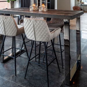 Richmond Draaibare Barstoel 'Linsey' Velvet, kleur Khaki ( Zithoogte 75cm)